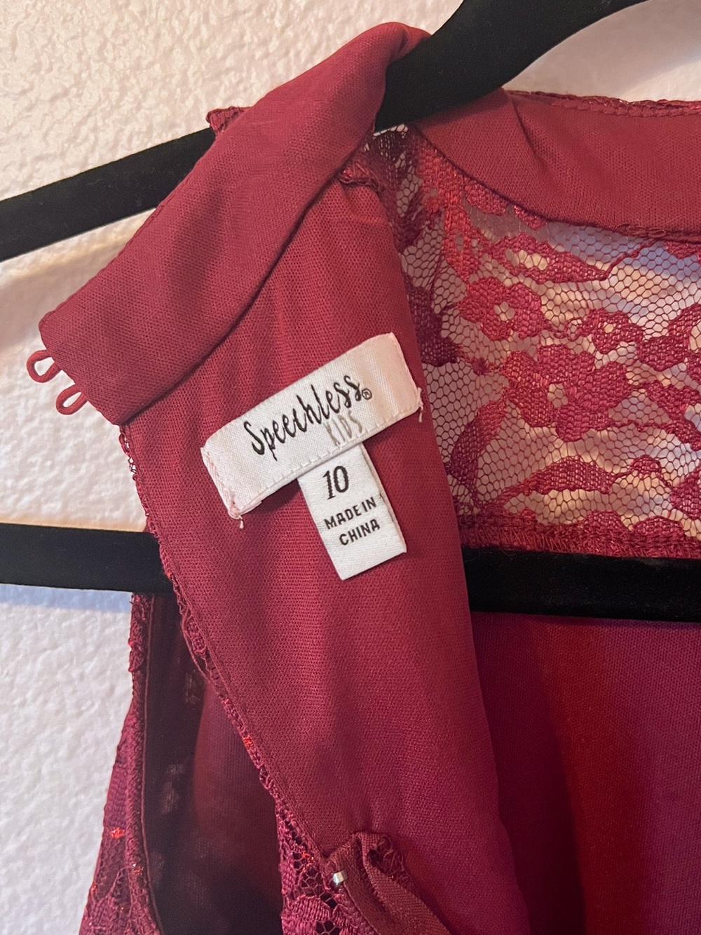 Speechless Kids Girls Size 10 Burgundy Metallic Floral High Low Formal Dress - Picture 7 of 7